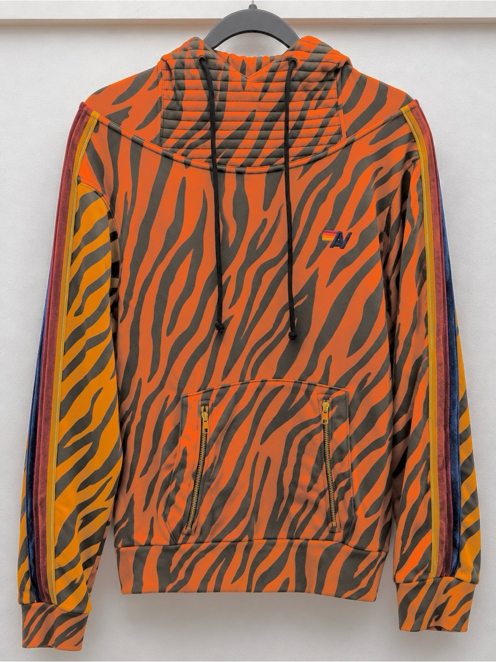 Brand New Aviator Nation Orange & Black Tiger Stripe Hoodie Crewneck